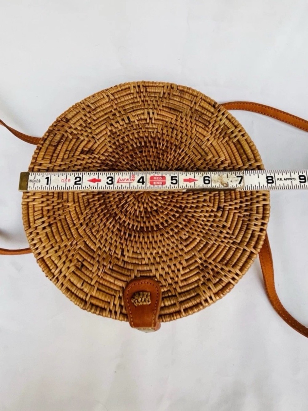 Woven Rattan Crossbody Bag with Yellow Batik Lining - Picture 7 of 7